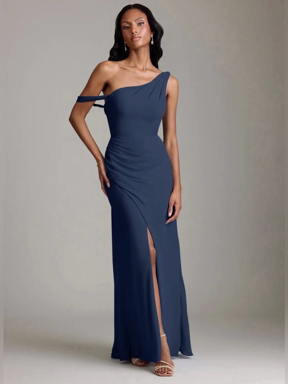 NWT Azazie Madelyn size 4 dark navy blue bridesmaid dress wedding prom formal